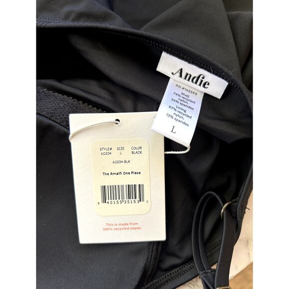 Andie Swim the Amalfi Eco Nylon One Piece in Black L NWT - Picture 8 of 9
